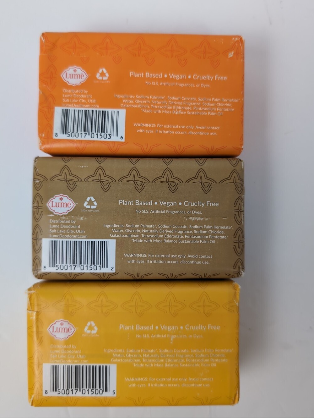 Lume Set Of 3 Soaps Moisturizing. Coconut, Orange, & Vanilla Scented Bar Soap - Picture 6 of 6
